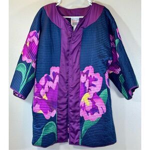Vintage Very Vollbracht Quilted Reversible Vibrant Lavender &  Dark Blue Jacket